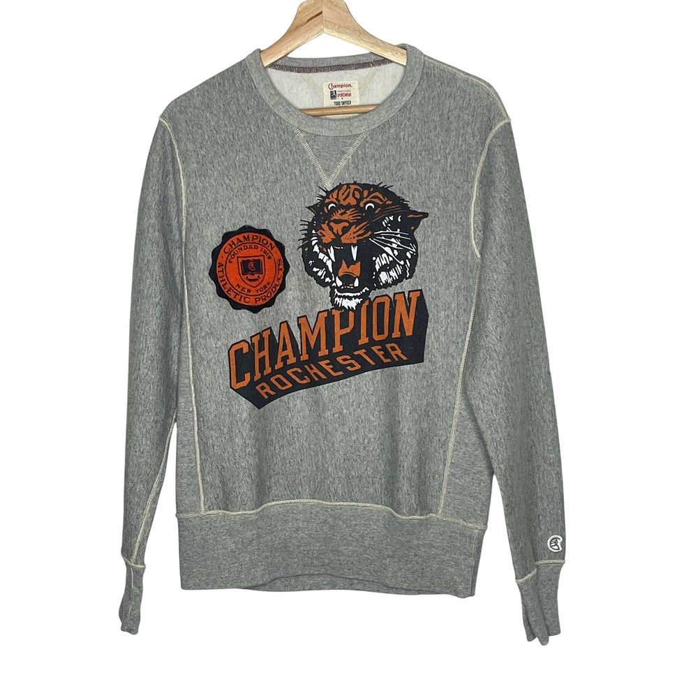 Champion Todd Snyder Rochester Tiger Graphic Sweatshirt Gray Small Canada Made